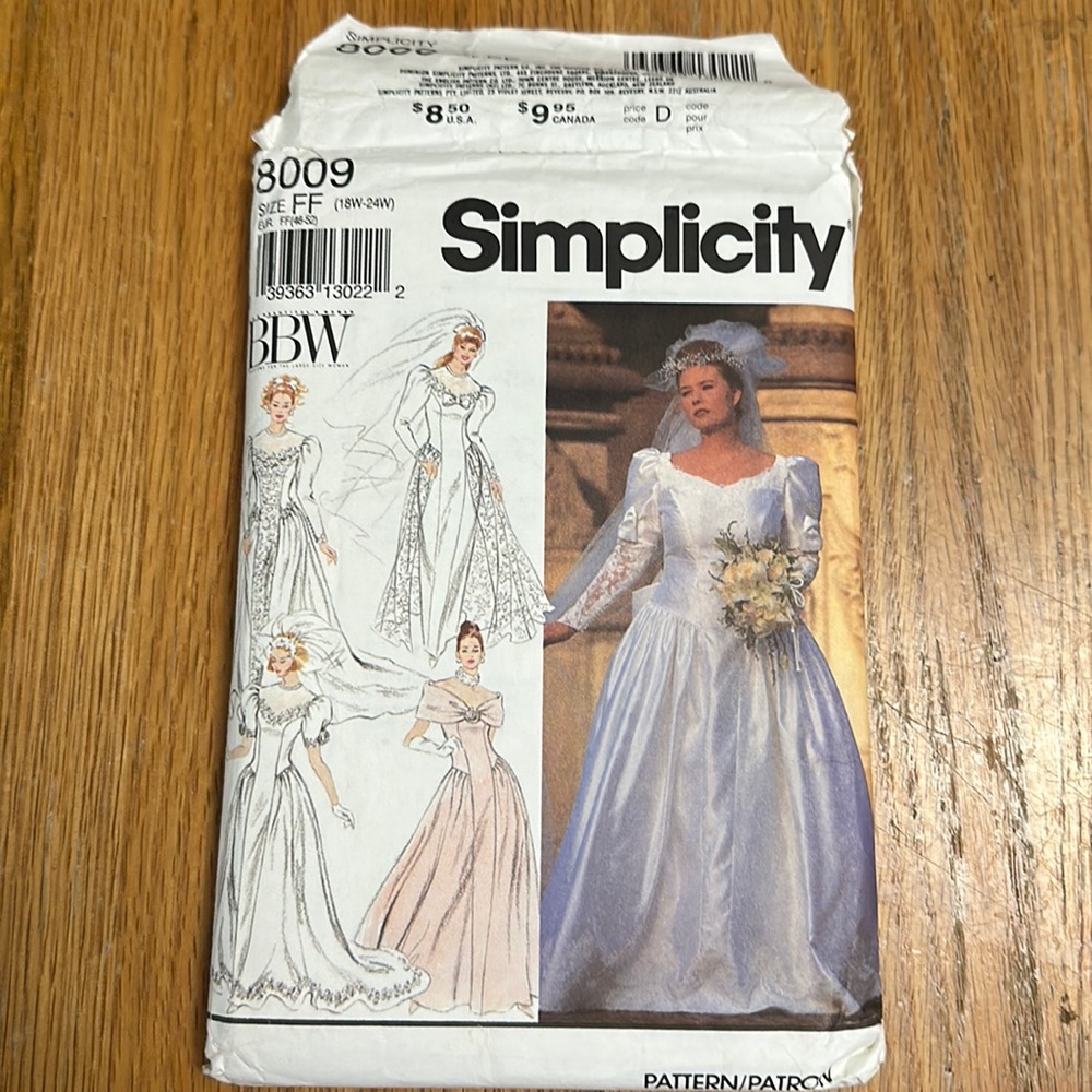 Vintage uncut sewing pattern bridal gown 18W - 24W